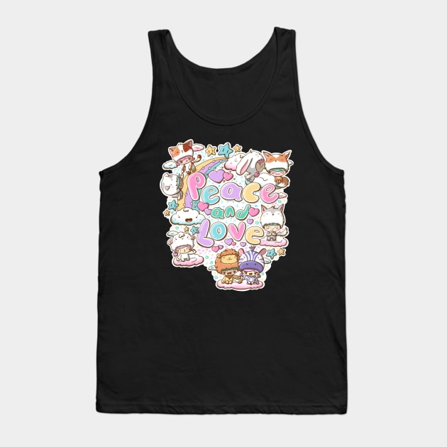 Peace and love preditors and prey in kawaii style Tank Top by studiomogwai